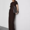 Crinkle straight-leg drawstring pants