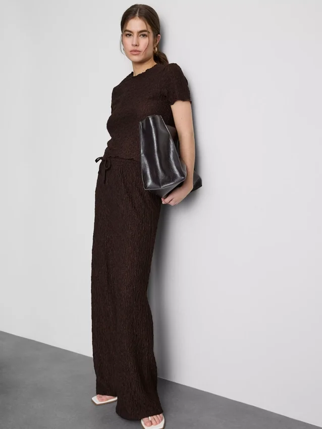 Crinkle straight-leg drawstring pants