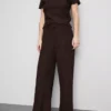 Crinkle straight-leg drawstring pants