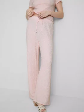 Crinkle straight-leg drawstring pants