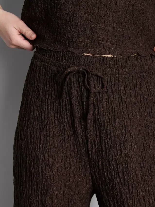Crinkle straight-leg drawstring pants