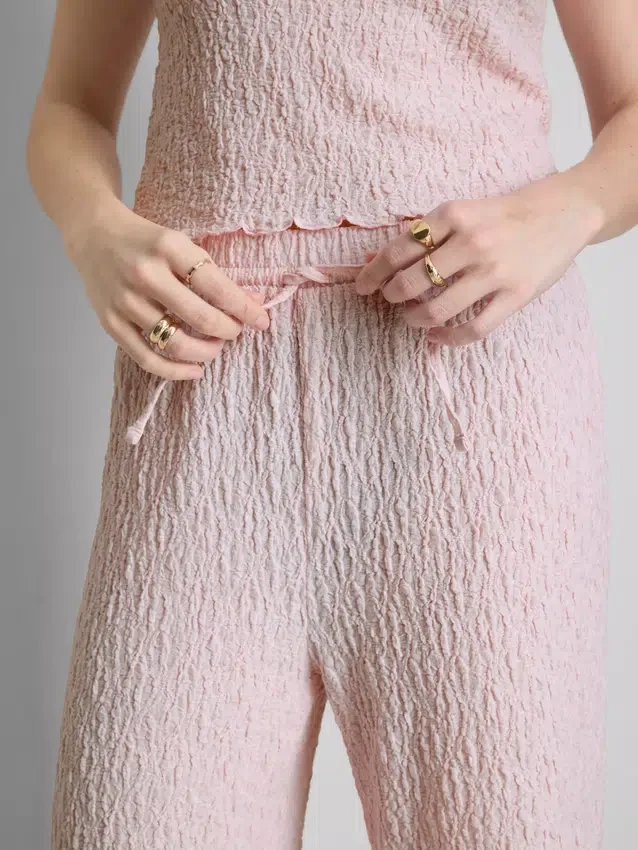 Crinkle straight-leg drawstring pants