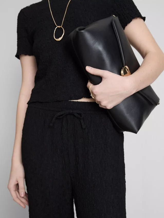 Crinkle straight-leg drawstring pants