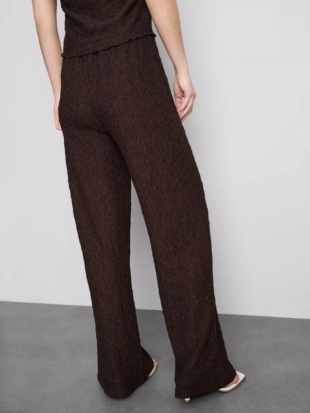 Crinkle straight-leg drawstring pants