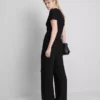Crinkle straight-leg drawstring pants
