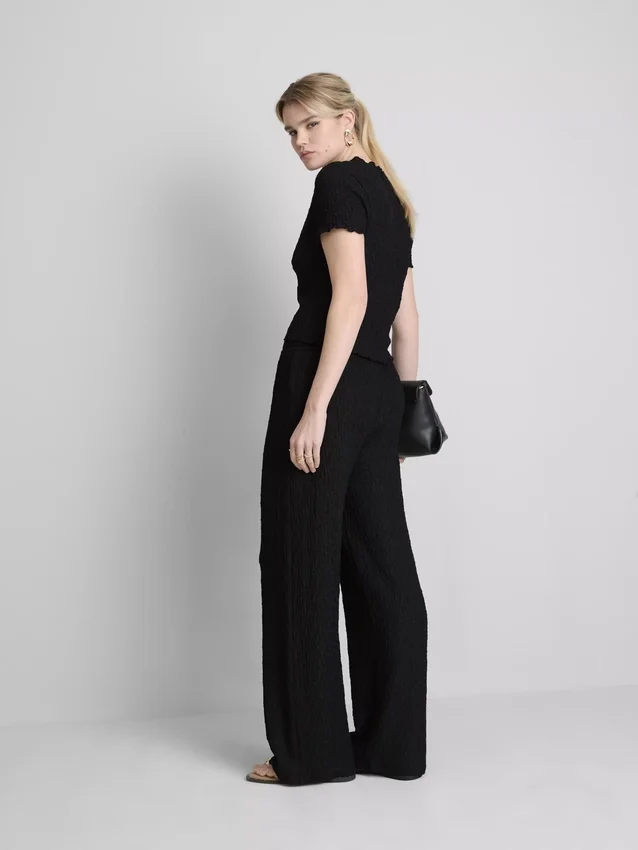 Crinkle straight-leg drawstring pants