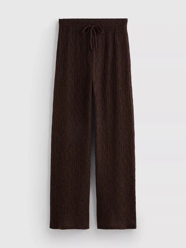 Crinkle straight-leg drawstring pants