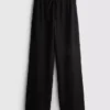 Crinkle straight-leg drawstring pants