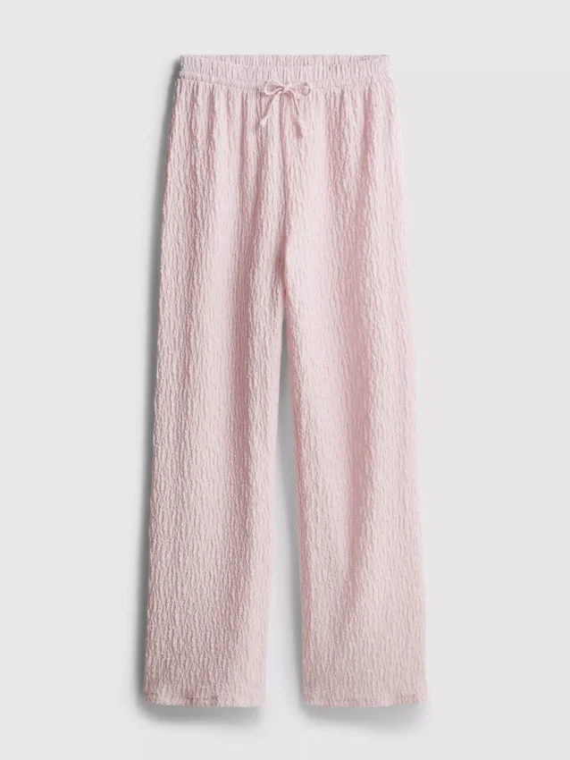 Crinkle straight-leg drawstring pants