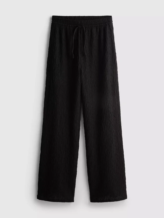 Crinkle straight-leg drawstring pants
