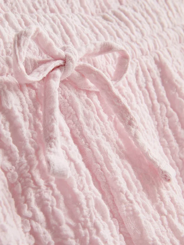 Crinkle straight-leg drawstring pants
