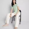 Crinkle straight-leg trousers