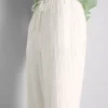 Crinkle straight-leg trousers