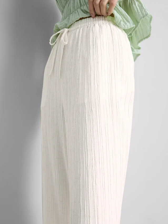 Crinkle straight-leg trousers
