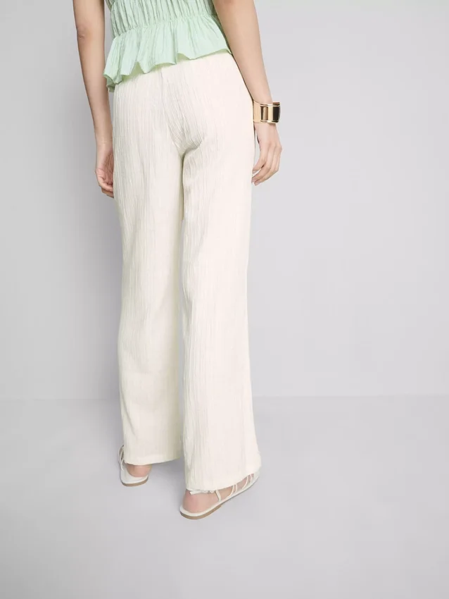 Crinkle straight-leg trousers