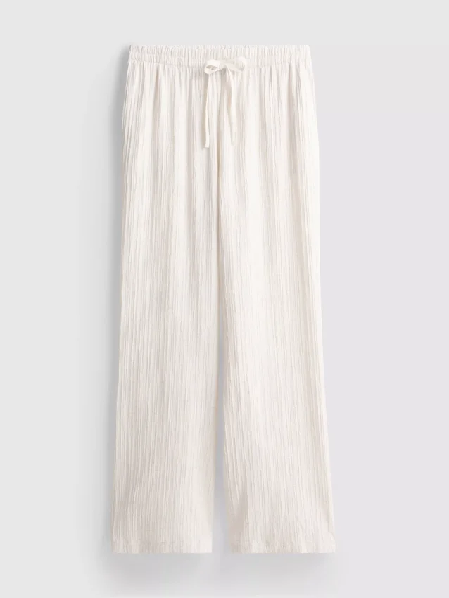 Crinkle straight-leg trousers
