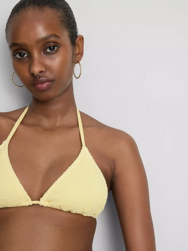 Crinkle triangle bikini top