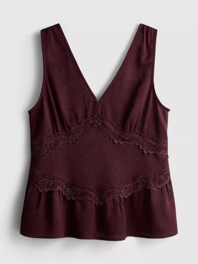 Crinkle v-neck top