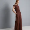 Crinkle wide leg pants