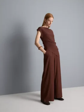 Crinkle wide leg pants