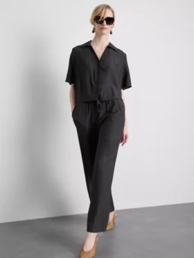 Crinkle wide leg pants