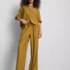Crinkle wide leg pants