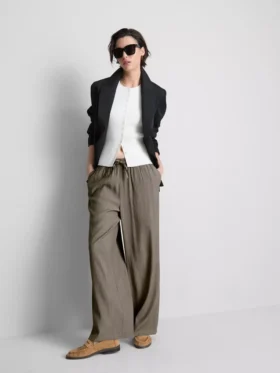 Crinkle wide leg pants