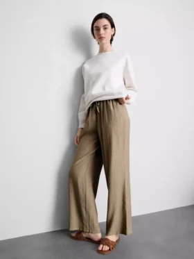Crinkle wide leg pants