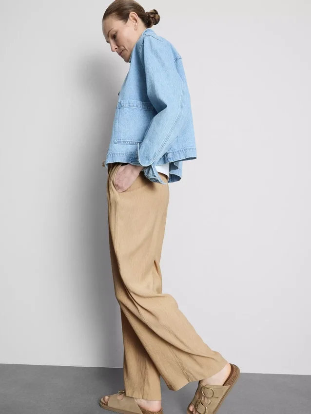 Crinkle wide leg pants