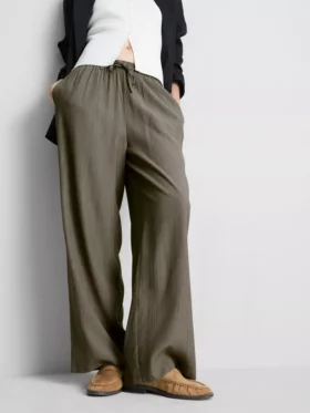 Crinkle wide leg pants