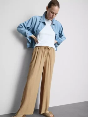 Crinkle wide leg pants