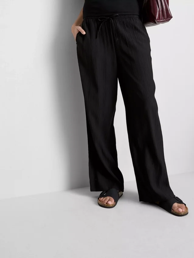 Crinkle wide leg pants
