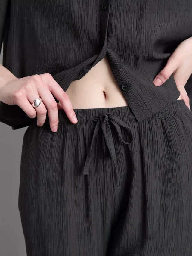 Crinkle wide leg pants