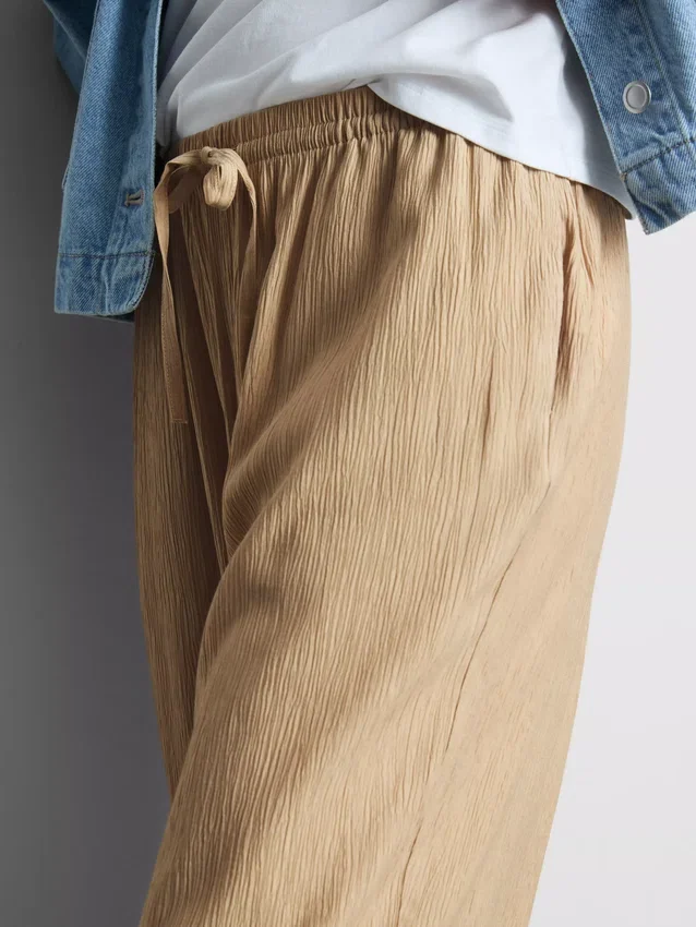 Crinkle wide leg pants