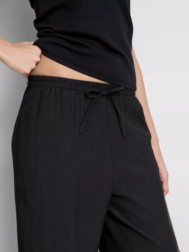Crinkle wide leg pants