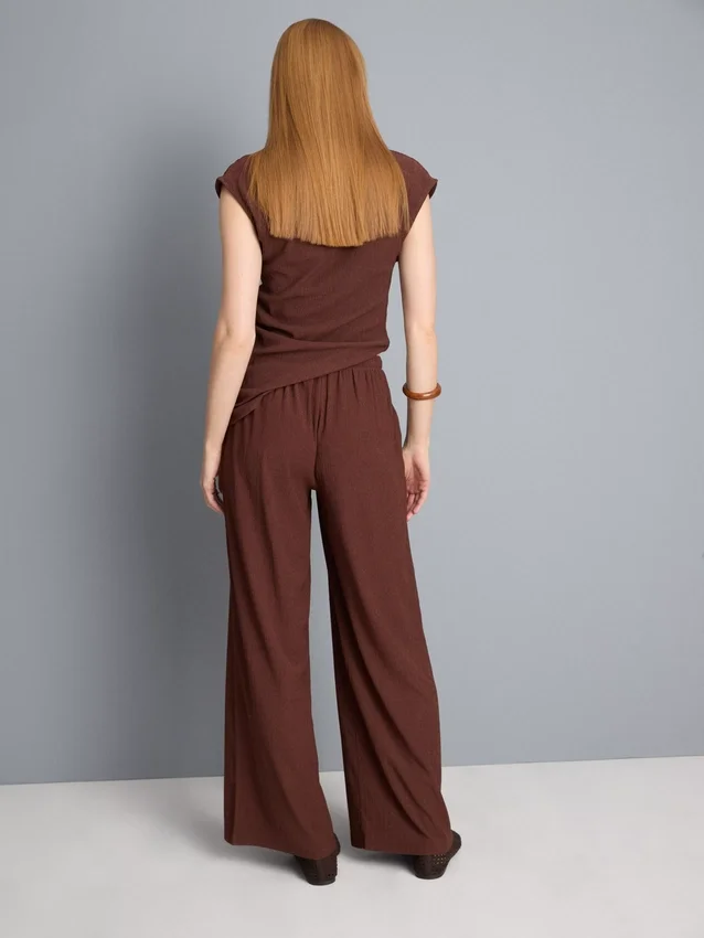 Crinkle wide leg pants