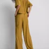 Crinkle wide leg pants