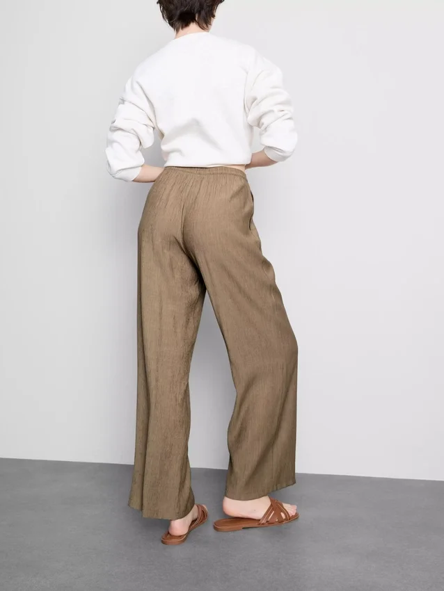 Crinkle wide leg pants