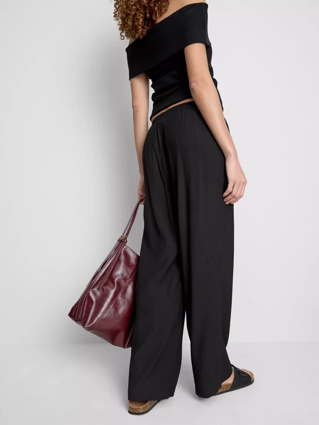 Crinkle wide leg pants