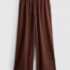 Crinkle wide leg pants