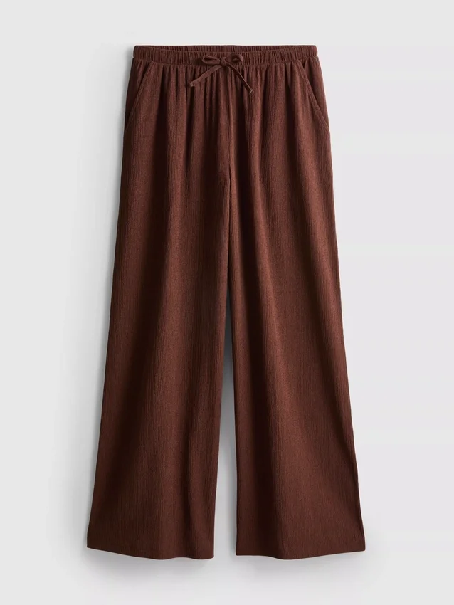 Crinkle wide leg pants