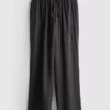 Crinkle wide leg pants