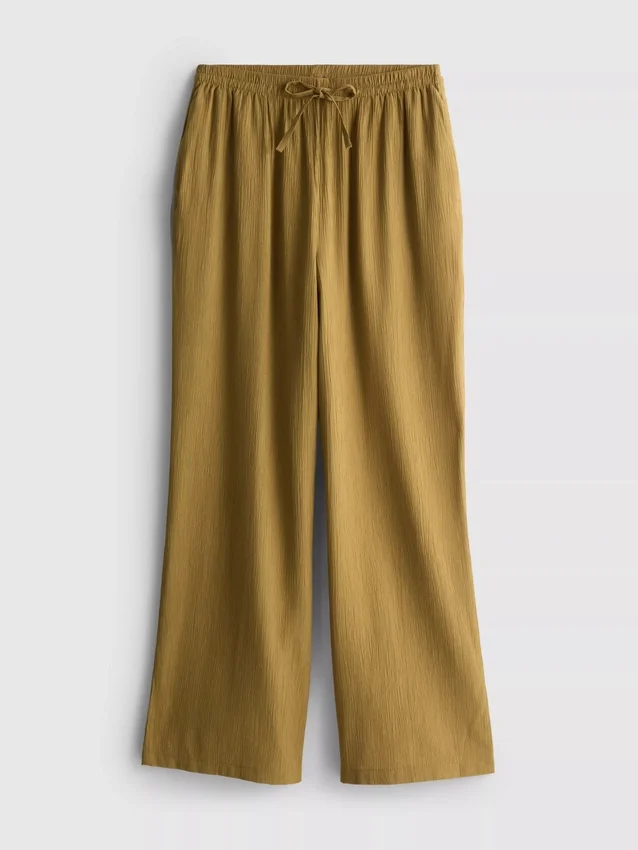 Crinkle wide leg pants