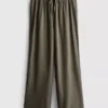 Crinkle wide leg pants