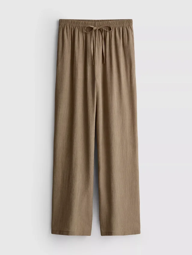 Crinkle wide leg pants