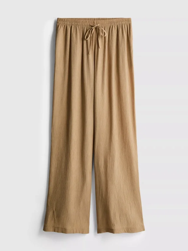 Crinkle wide leg pants