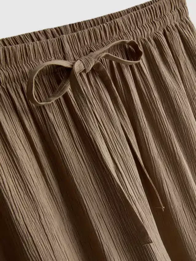 Crinkle wide leg pants