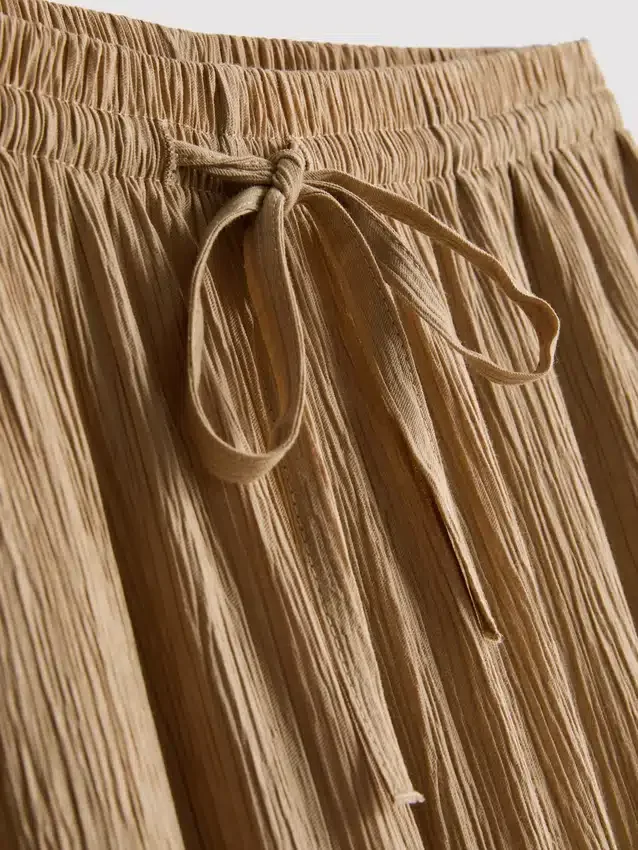 Crinkle wide leg pants