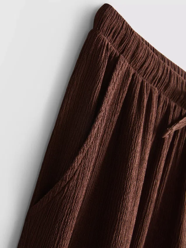 Crinkle wide leg pants