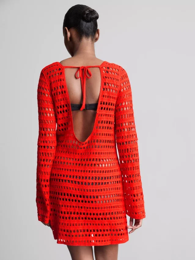 Crochet beach mini dress